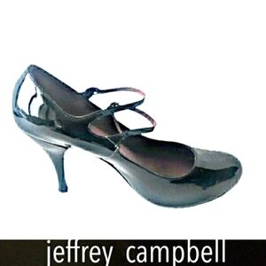 Jeffrey Campbell "Ibiza Last" Double Strap, Black Patent Leather Mary Janes